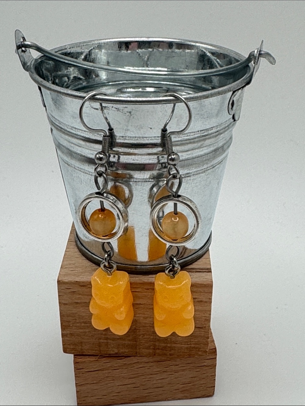 Yellow Orange Gummy Bear Dangle Earrings